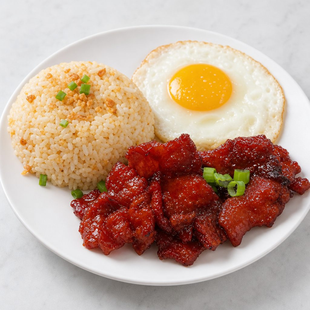 Tosilog (Tocino) Served with Garlic Rice and 2 Eggs.
