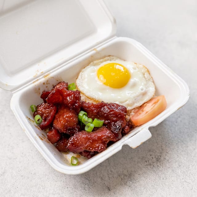 Tosilog (Tocino) Served with Garlic Rice and 2 Eggs.
